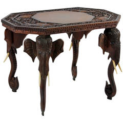 Anglo Indian or Burmese Elephant Motif Table