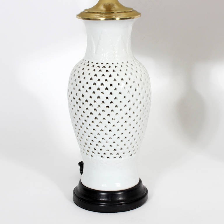 Pair of Elegant Blanc de Chine White Vase Form Table Lamps at 1stDibs