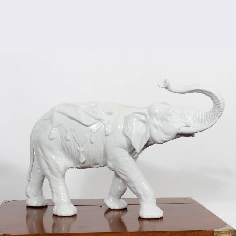 Unknown Large Dresdan White Porcelain Elephant