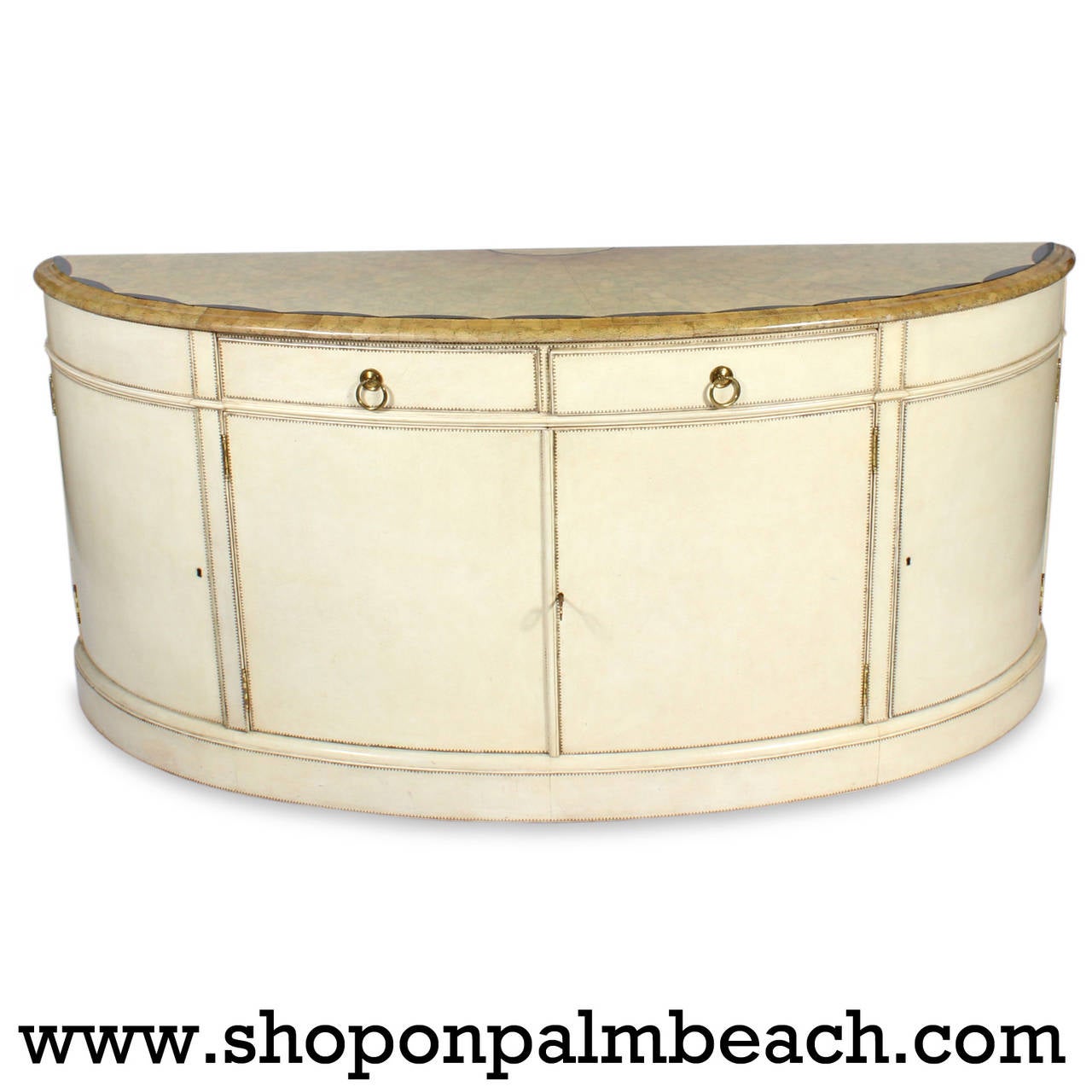 Leather Demilune Credenza or Sideboard