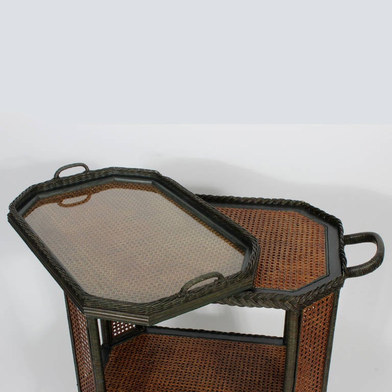 20th Century Early 20th C. Wicker Drinks or Tea Cart