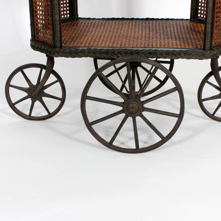 Early 20th C. Wicker Drinks or Tea Cart 3