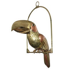 Vintage A Large Brass and Copper Toucan Probably by Bustamante