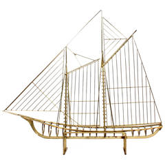 Vintage Brass Sail Boat or Ship Model Signed Jere 1976