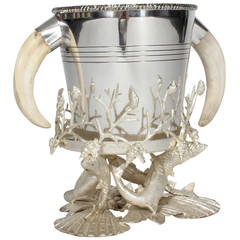 Silver Plated Sea Life and Faux Tusk Ice Bucket 8