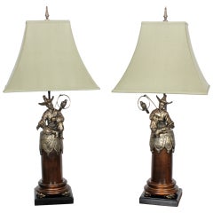 Vintage Pair of Chinoserie Style Table Lamps