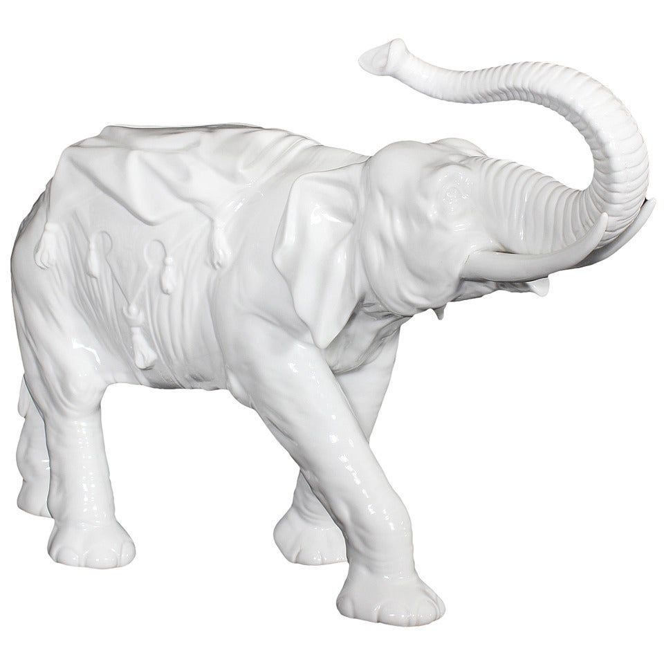 Large Dresdan White Porcelain Elephant