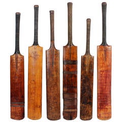 Vintage Collection of Six Cricket Bats, Great Color and Patina