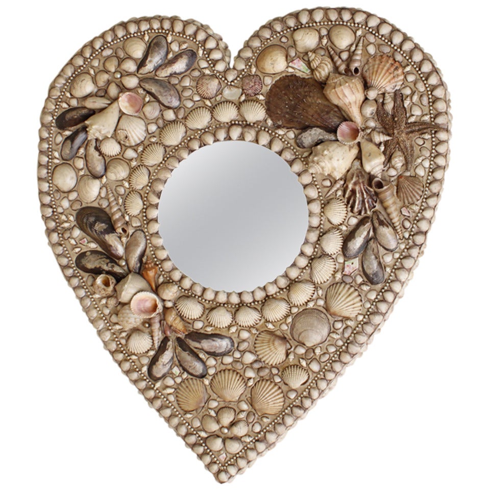 Heart Shaped Shell Encrusted Mirror