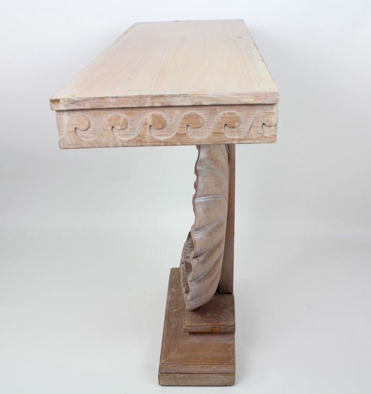 Ed Wormley for Dunbar Shell Console, with  Fabulous Limed Finish In Good Condition In Palm Beach, FL
