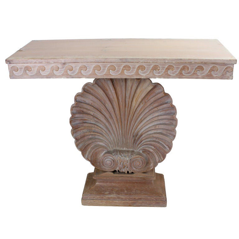 Ed Wormley for Dunbar Shell Console, with  Fabulous Limed Finish