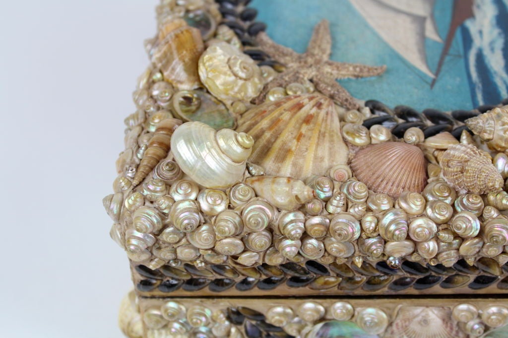 Shell Encrusted Box with Marine Painting 2