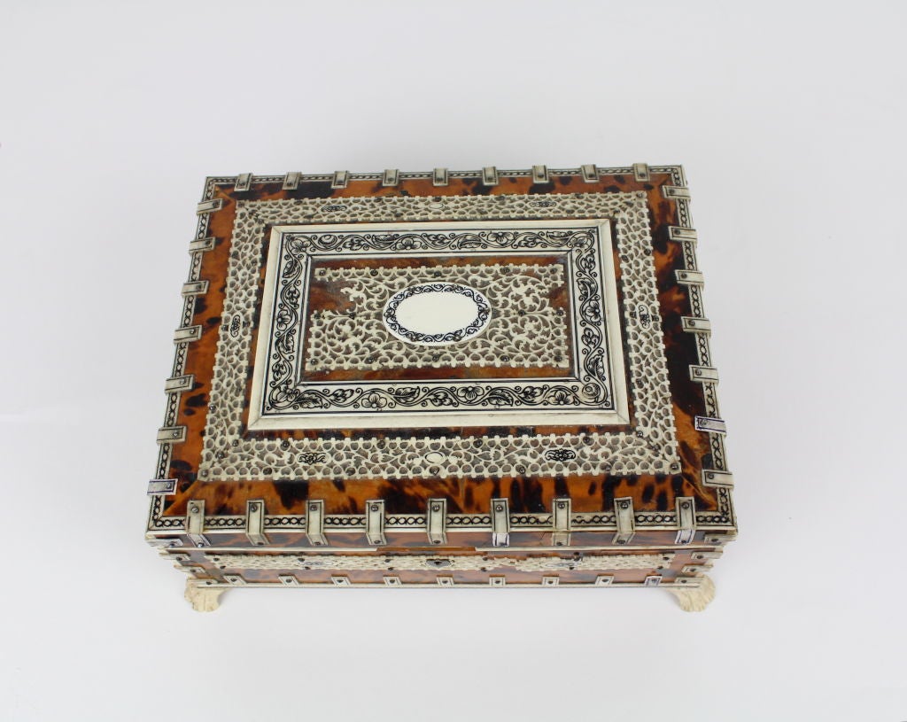 A Very Large Tortoise Shell and Ivory Anglo Indian Box 4