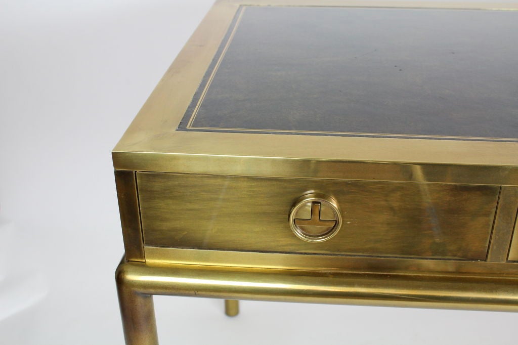 Mastercraft Brass Desk with Leather Top 3