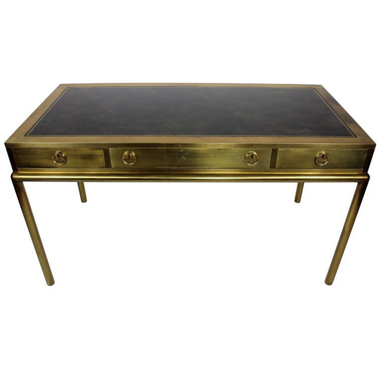 Mastercraft Brass Desk with Leather Top