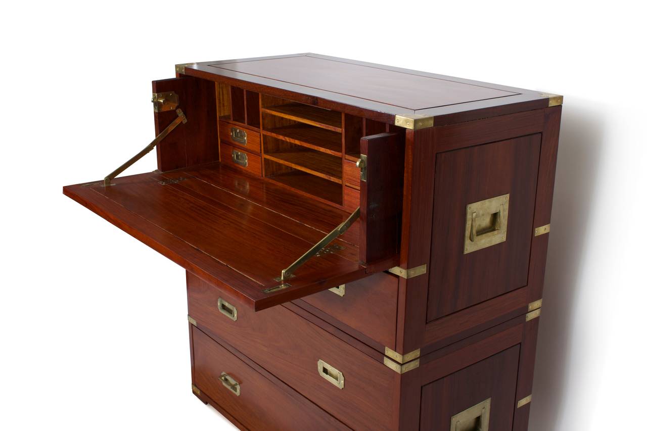 Modern Take on a Campaign Style Secretary Chest In Excellent Condition In Palm Beach, FL