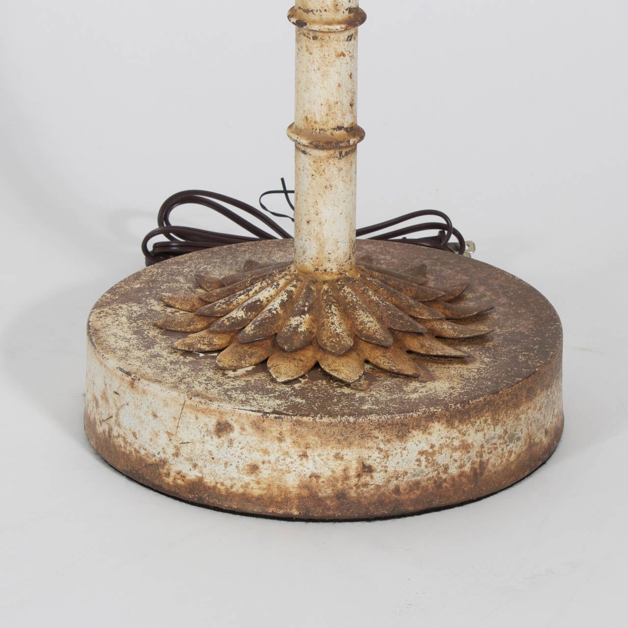 Late 20th Century Pair of Naturally Oxidized Tall Tole Palm Tree Lamps