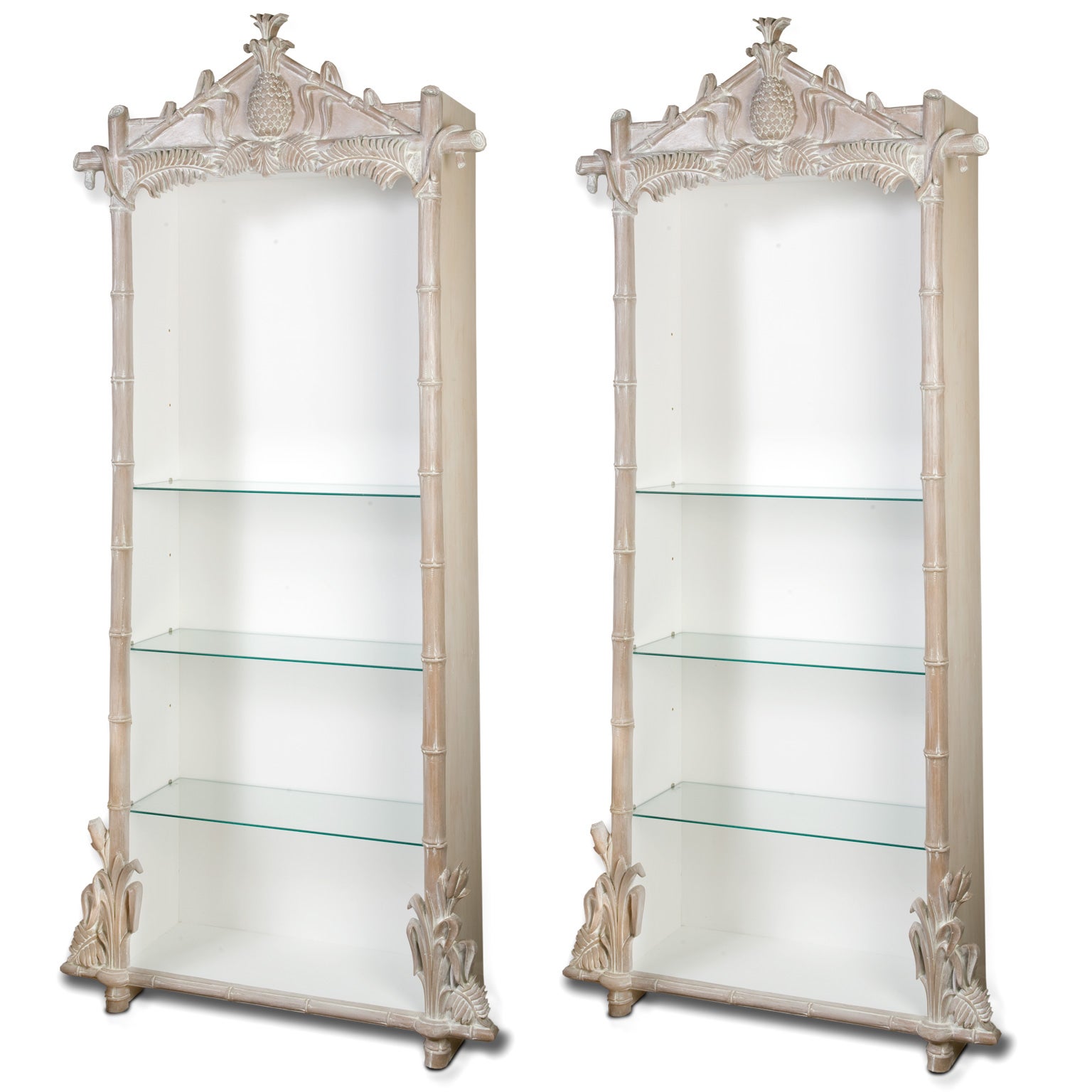 Pair of White Washed Display Shelves or Cupboards by Gampel Stoll