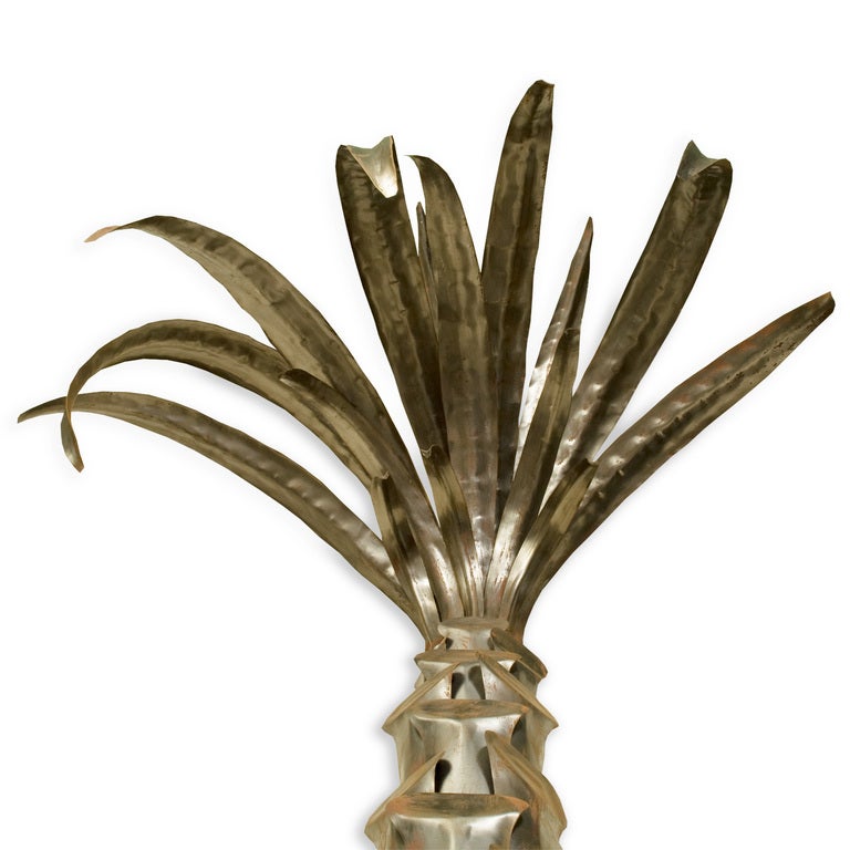 Late 20th Century Pair of Large, Over 8' Metal Palm Tree Wall Sconces