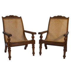 Antique Pair of British Colonial Planters or Plantation Chairs