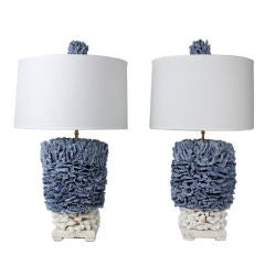 Pair of Blue and Elkhorn Pacific Coral Lamps