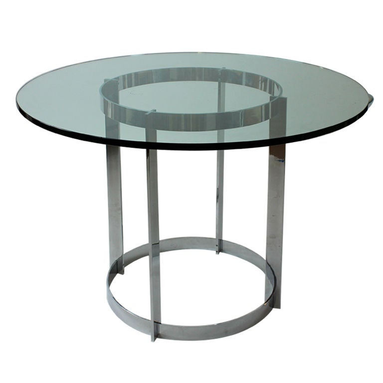Round Glass Top Stainless Steel Flat Bar Table