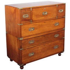 Vintage 19th Century Two-Part Campaign Chest with Secretary Drawer