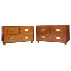 Pair of Cherry Campaign Style Chests by Baker 4