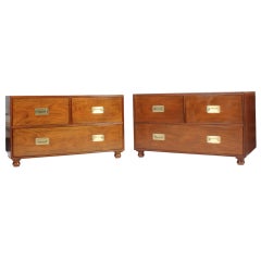 Pair of Campaign Style Chests by Baker