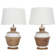 Pair of Mid Century Pottery Lamps Pair of Mid Century Pottery Lamps