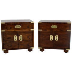 Pair of John Stuart Campaign Style Nightstands