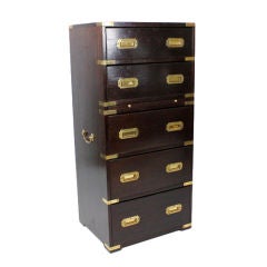 Used Tall and Narrow Mahogany Campaign Style Chest with Writing Slide