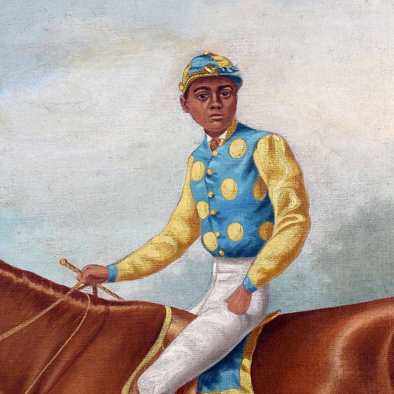Horse and Jockey Painting of the 1st Futurity Stakes Winner Dated 1888 2