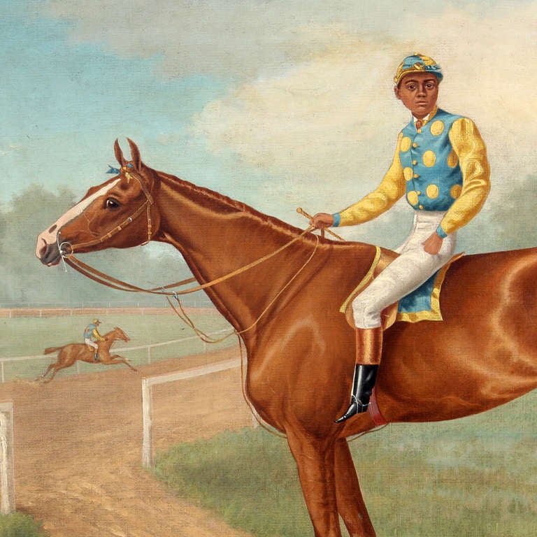 Horse and Jockey Painting of the 1st Futurity Stakes Winner Dated 1888 4