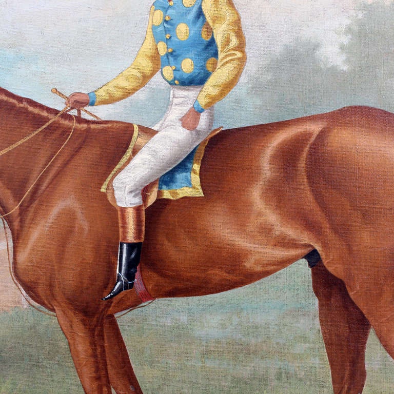 19th Century Horse and Jockey Painting of the 1st Futurity Stakes Winner Dated 1888