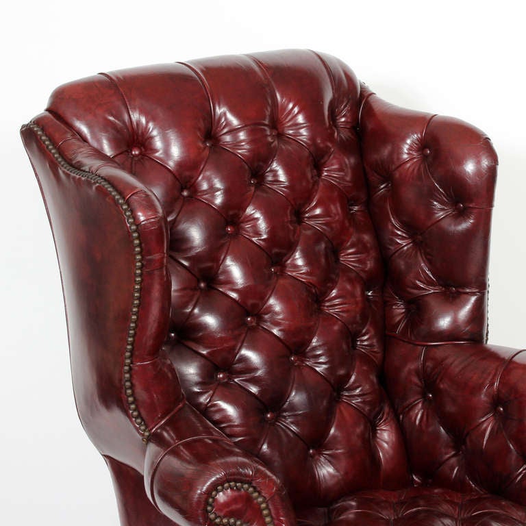 leather tufted wingback chair