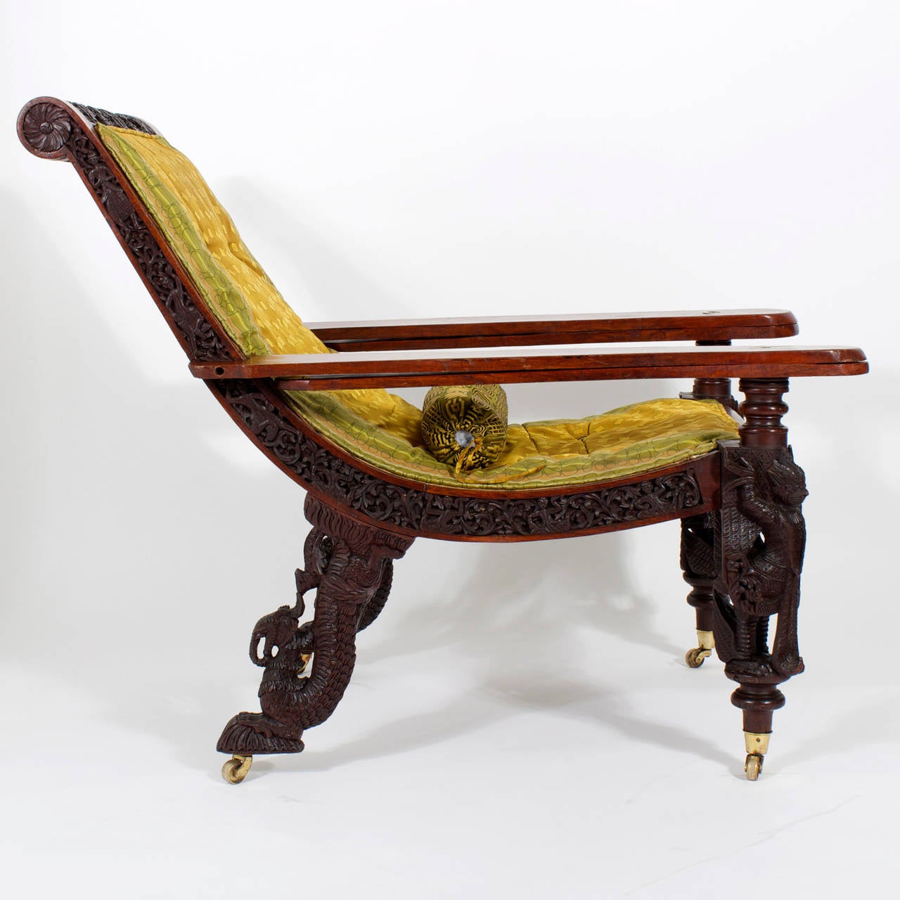 19th Century Anglo-Indian Carved Plantation or Planters Chair In Excellent Condition In Palm Beach, FL