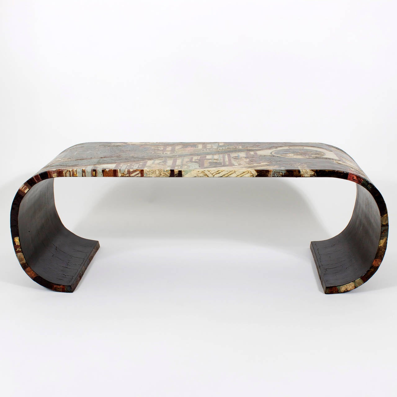 Chinese Chinoiserie Style Lacquered Waterfall Coffee or Cocktail Table