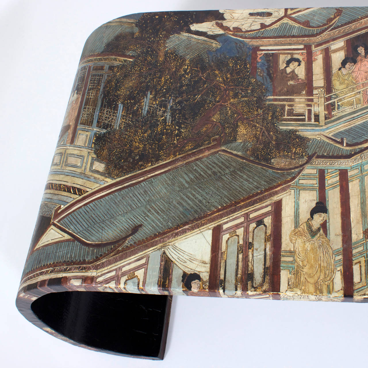 Chinoiserie Style Lacquered Waterfall Coffee or Cocktail Table 1