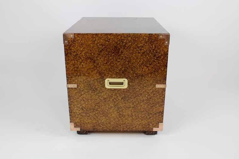 Mid-20th Century Pair of Tortoise Shell Painted Campaign Chests by Henredon