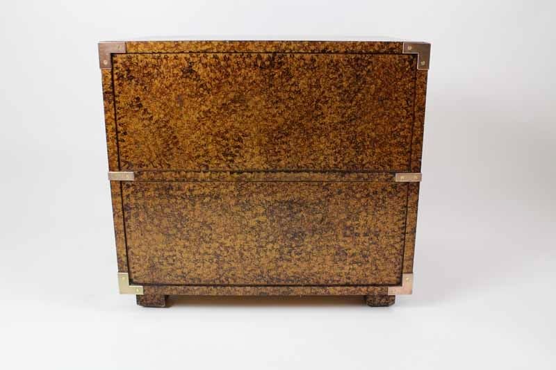 Pair of Tortoise Shell Painted Campaign Chests by Henredon 1