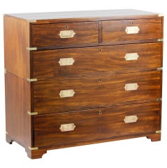 Mahogany 2 Part Campaign Secretary Chest or Butlers Desk