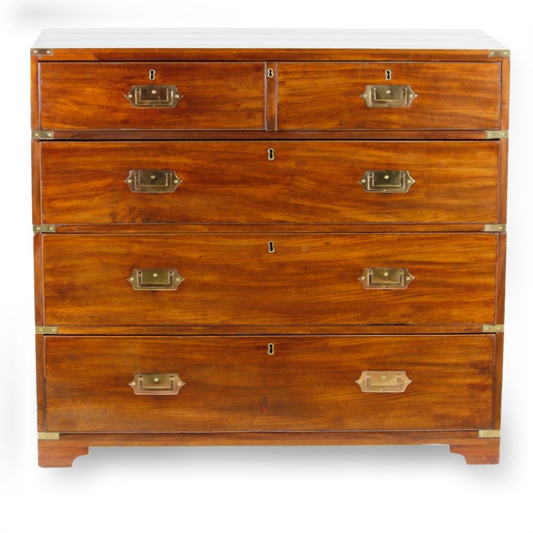 Mahogany 2 Part Campaign Secretary Chest or Butlers Desk In Good Condition In Palm Beach, FL