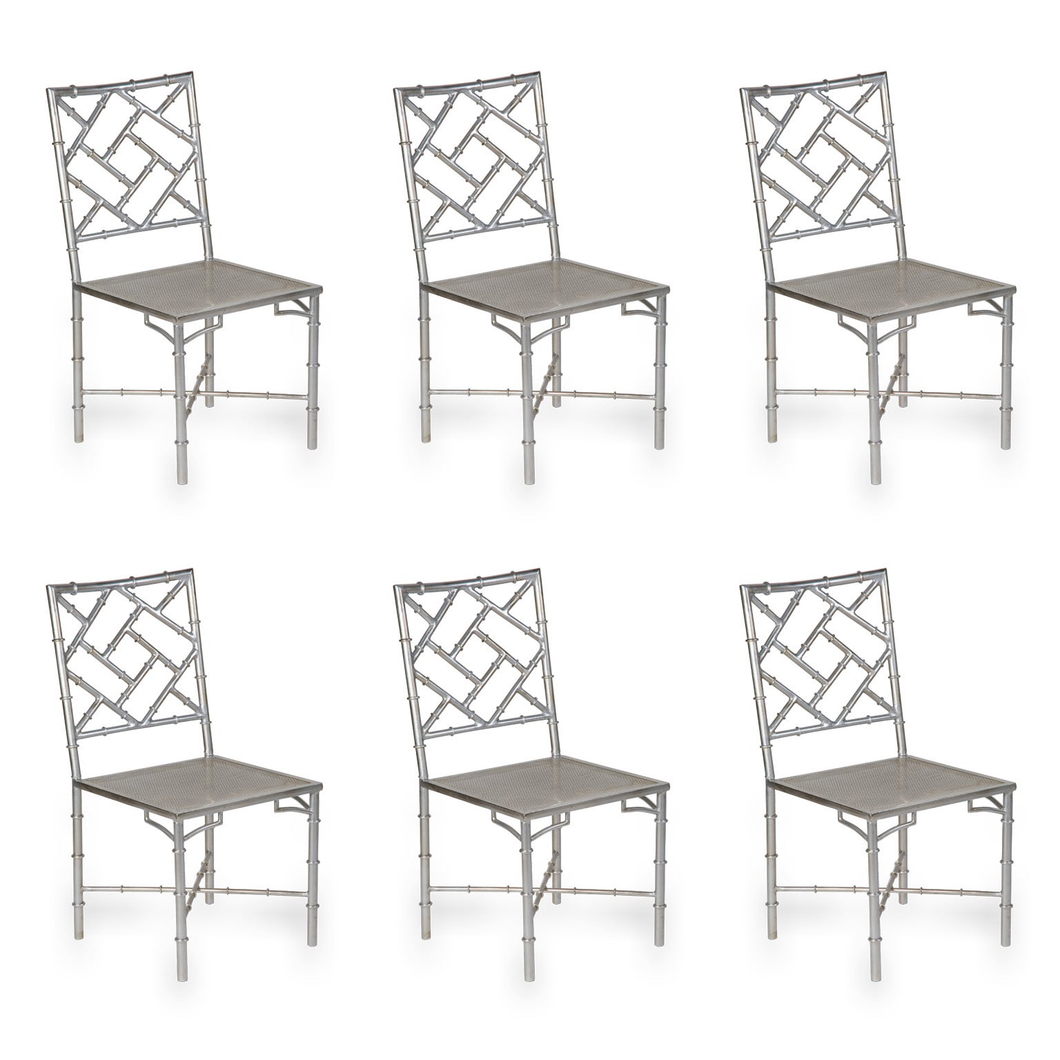 Set 6 Large Scale Faux Bamboo Metal Chairs