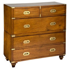19th C. 2 Part Mahogany Campaign Chest