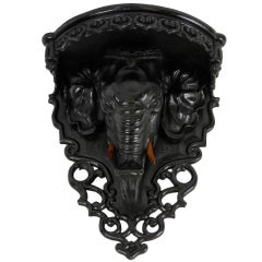 Rare Arts and Crafts or Renaissance Revival Elephant Head Shelf