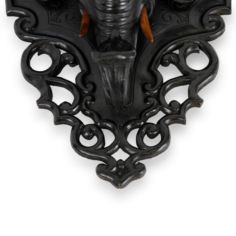 Rare Arts and Crafts or Renaissance Revival Elephant Head Shelf