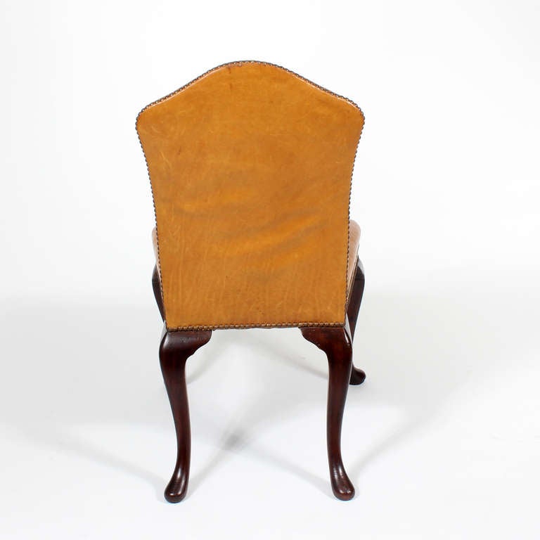 20th Century Set of 4 Leather Georgian Style Chairs