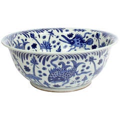 Huge Blue and White Chinese Export Style Bowl