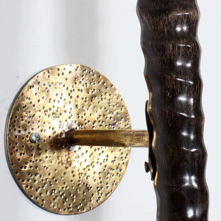 Central African Pair of Oryx Horn and Ostrich Egg Wall Sconces